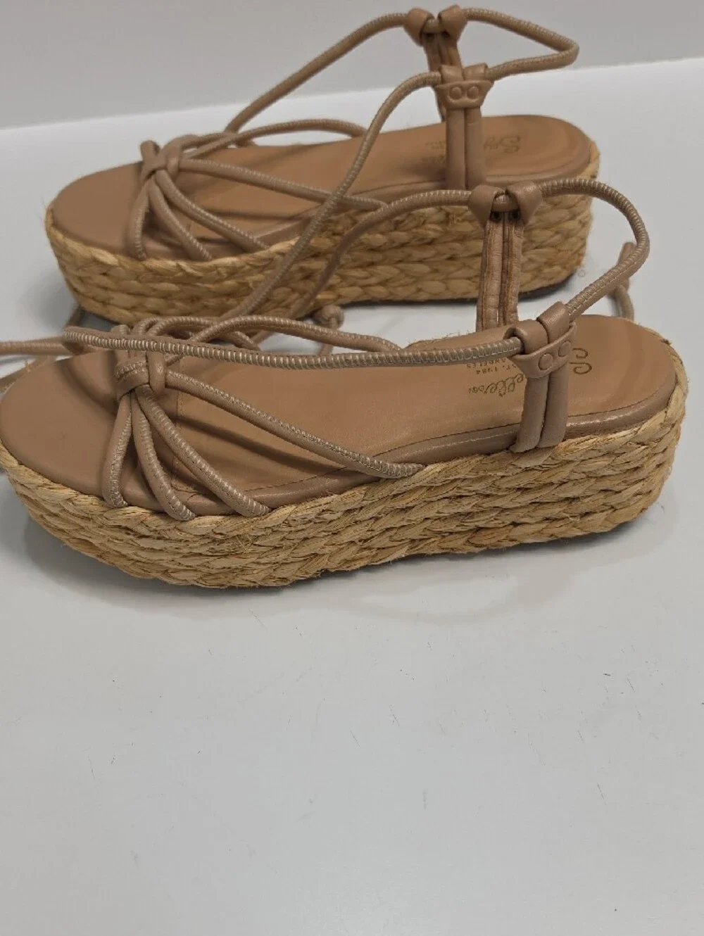 Seychelles Made for This Neutral Lace-Up Espadrille Wedge Sandals - Size 8